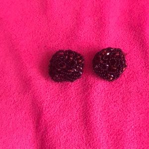 Vintage clip on earrings black and orange beads